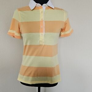 Striped Yellow and Orange Women's Polo Shirt